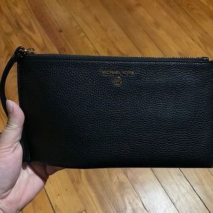 Black Leather Michael Kors Wristlet